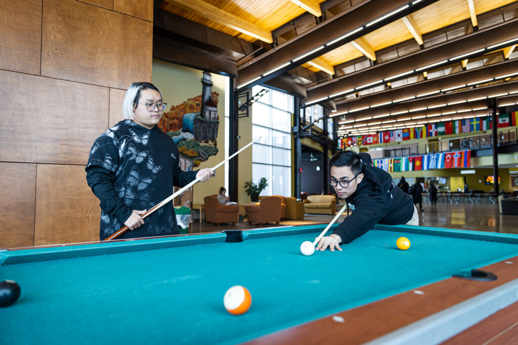 Students playing pool together