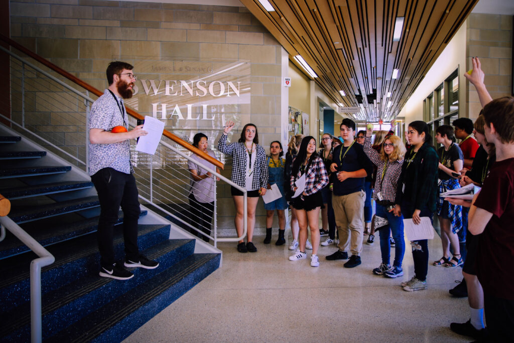 Swenson Hall tour with middle schoolers