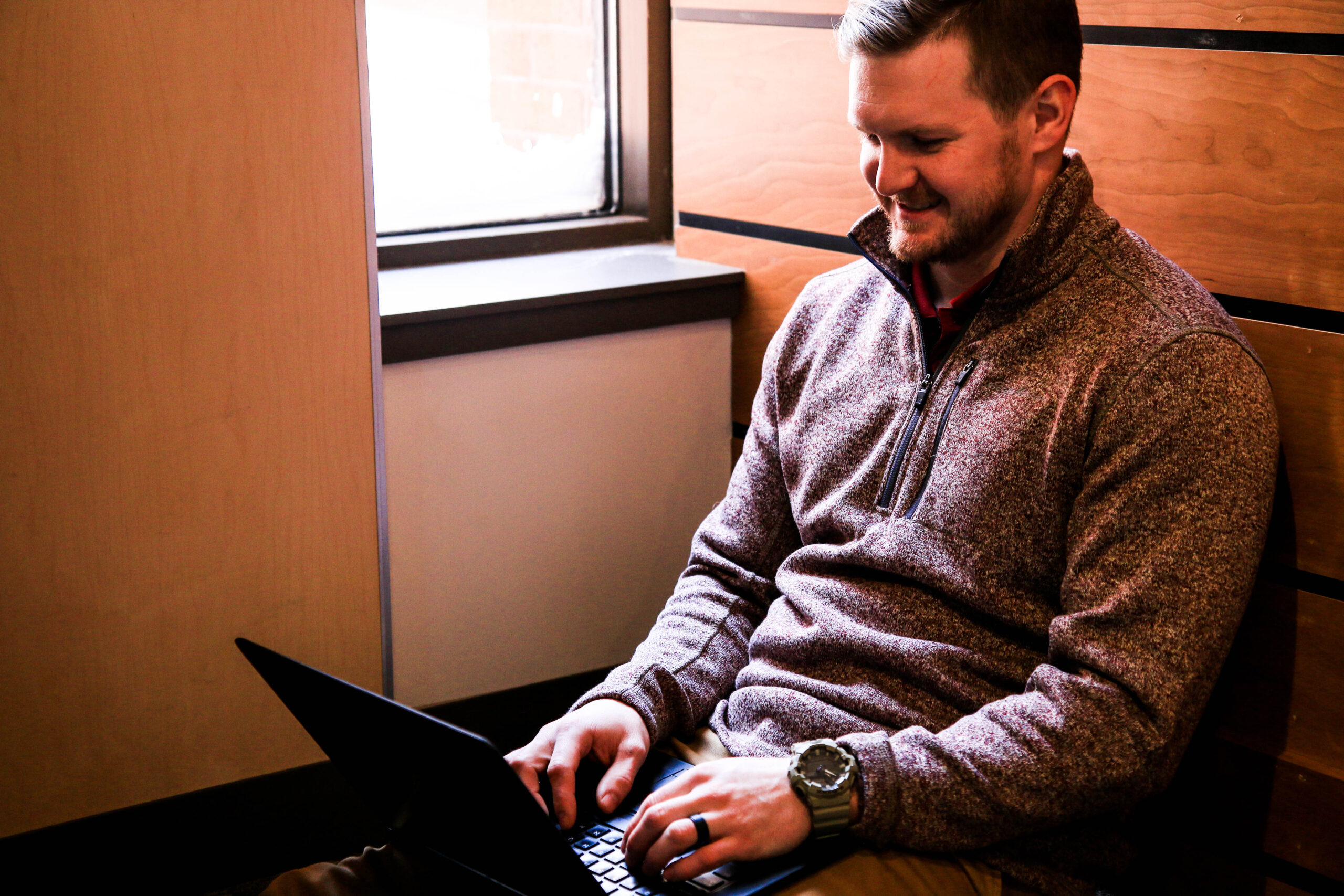 Student using laptop