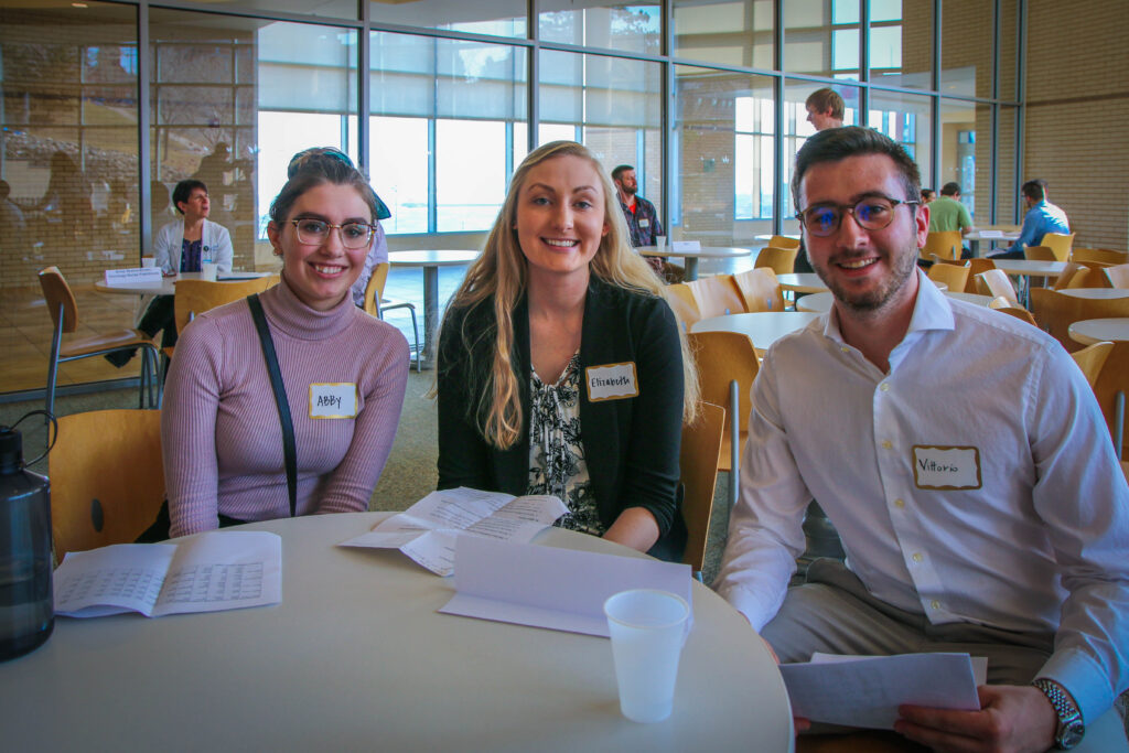 Students sitting at job fair