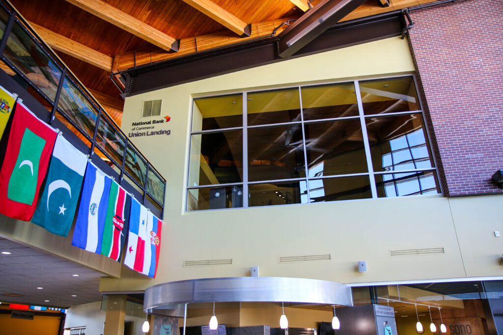 Yellowjacket union international flags hanging