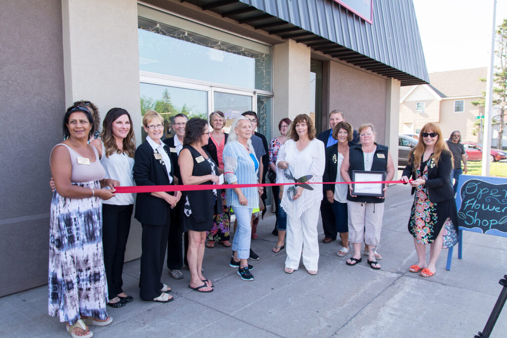 Ribbon cutting event for flower shop