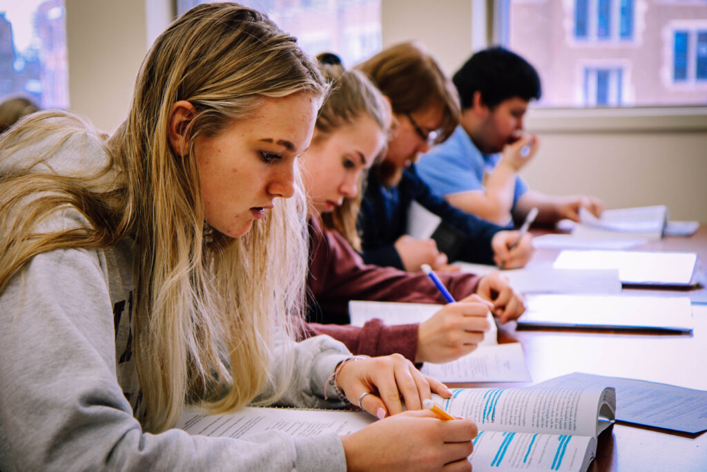 Students working in classroom