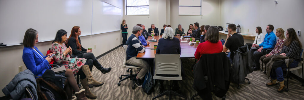 Conference meeting in Swenson Hall