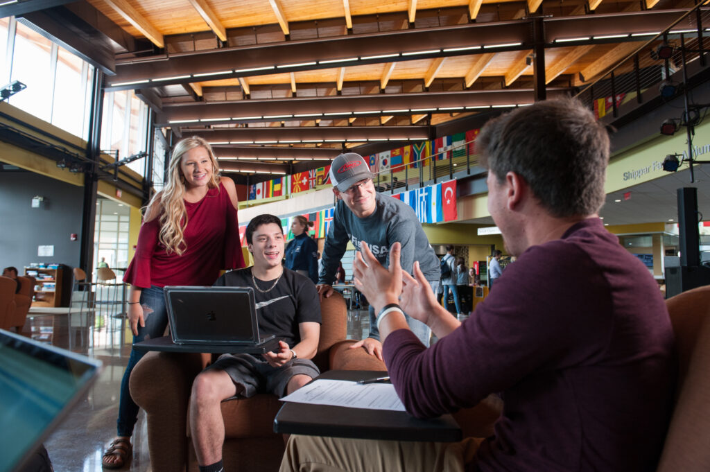 Students socializing in the Yellowjacket Union