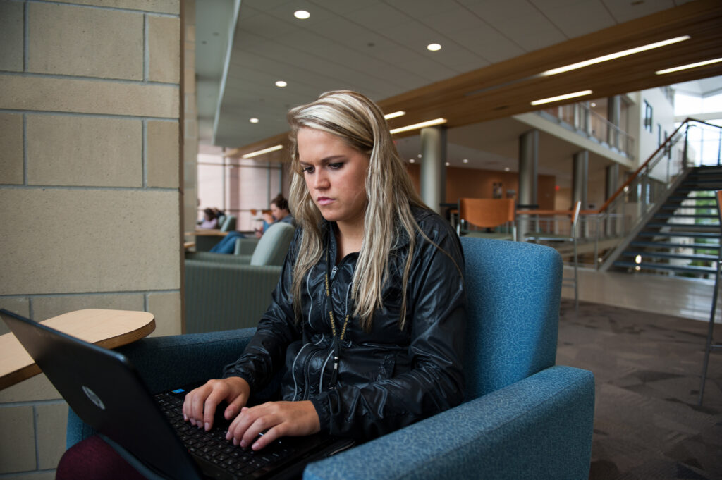 Student using laptop