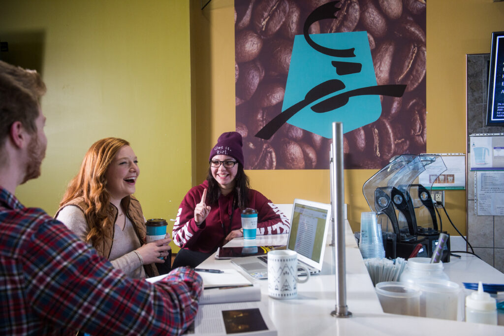 Students at Caribou Coffee