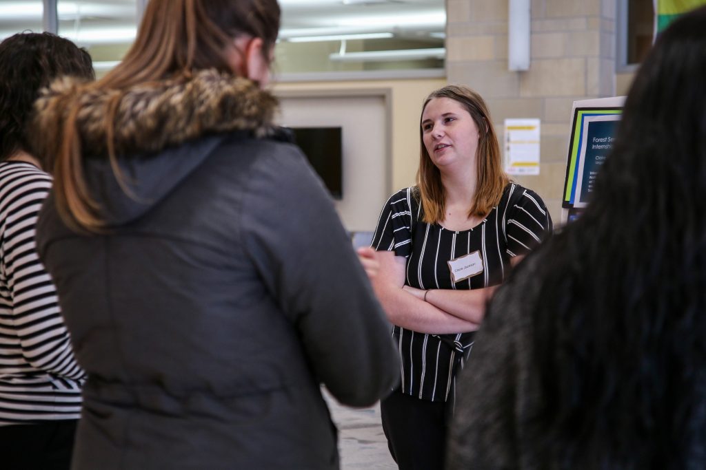 UW-Superior student presenting a senior capstone project for the Legal Studies program