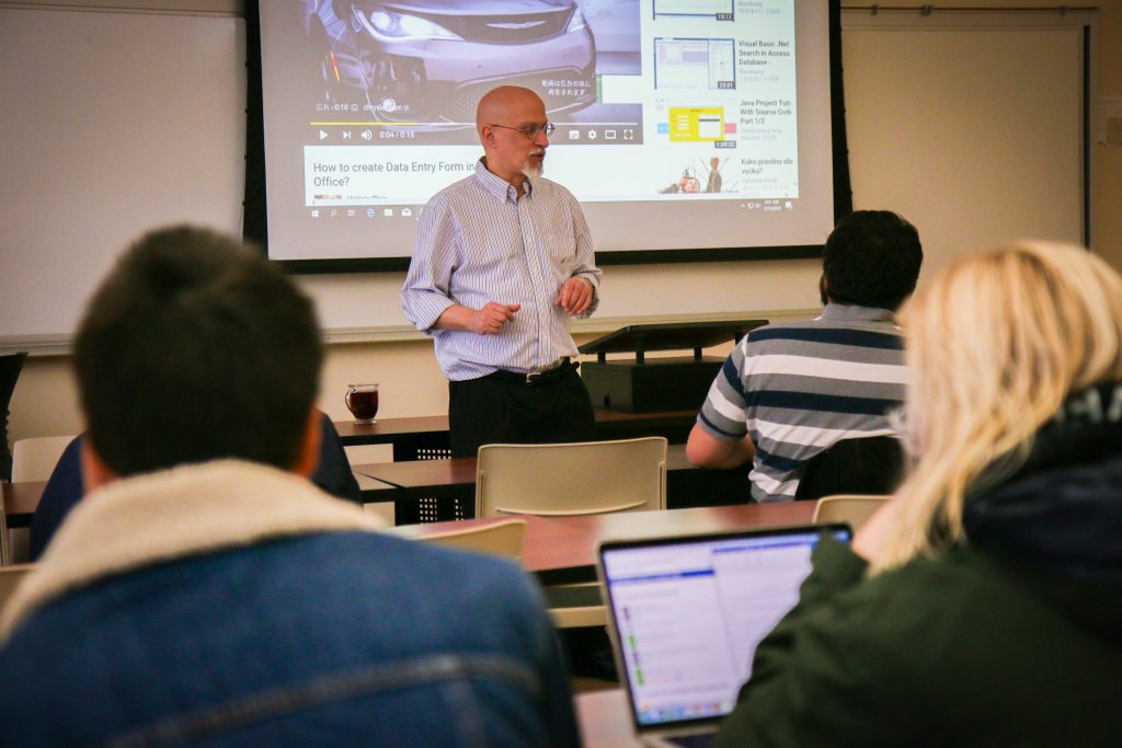 UW-Superior professor teaching a political science class